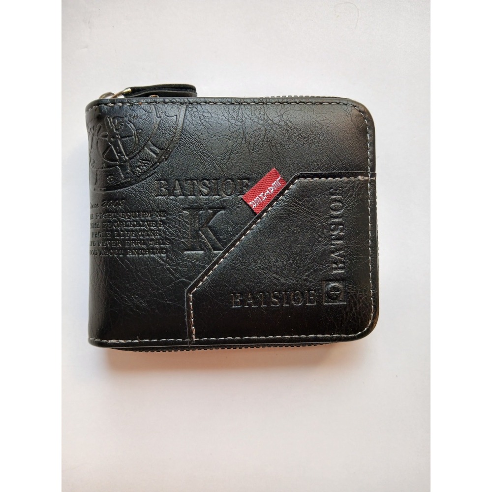 Kusibi Mens Bifold RFID Blocking Zipper Wallet Brown Faux Leather Card Holder